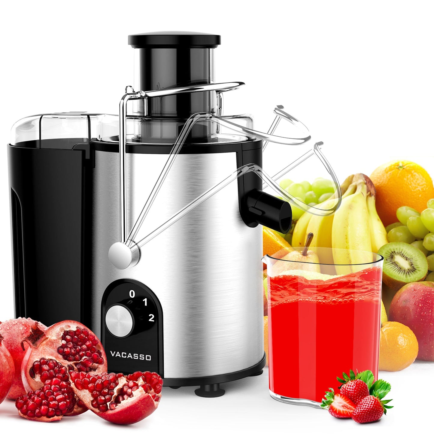 VACASSO Juicer Machine Easy to Clean with 2 Speeds for Lemon Citrus Celery Orange, 400W Centrifugal Juicer Extractor with Wide Mouth_0