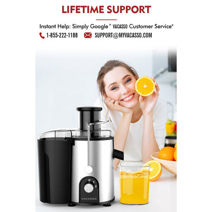 VACASSO Juicer Machine Easy to Clean with 2 Speeds for Lemon Citrus Celery Orange, 400W Centrifugal Juicer Extractor with Wide Mouth_5